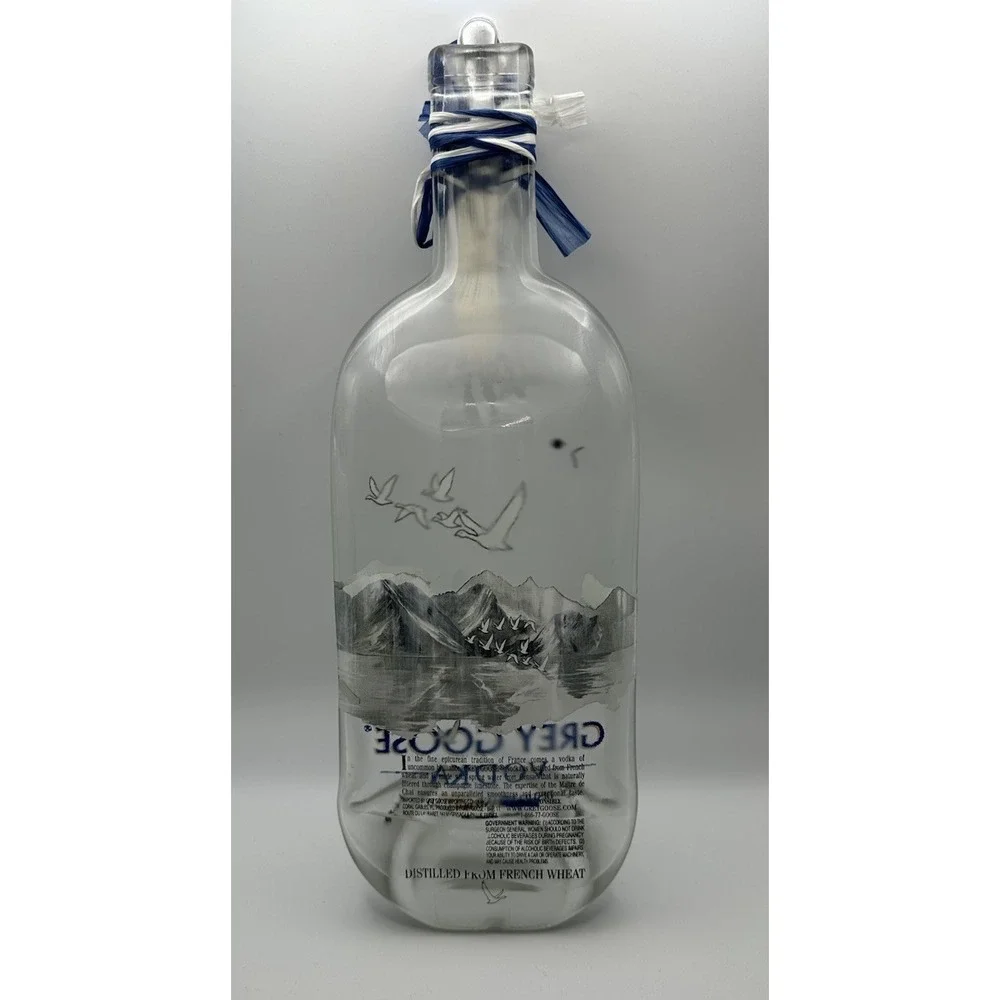 Kiln Fired Flat 1 liter Grey Goose Bottle Cheese‎  Charcuterie Tray With Knife